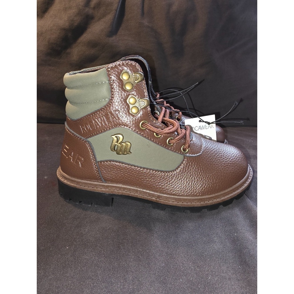 Work Boots Kids Size 4 Rocawear Cadet Brown Olive BBCADET
